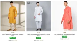 SAMAV Weave Pattern Slim Fit Kurta Starting At ₹300