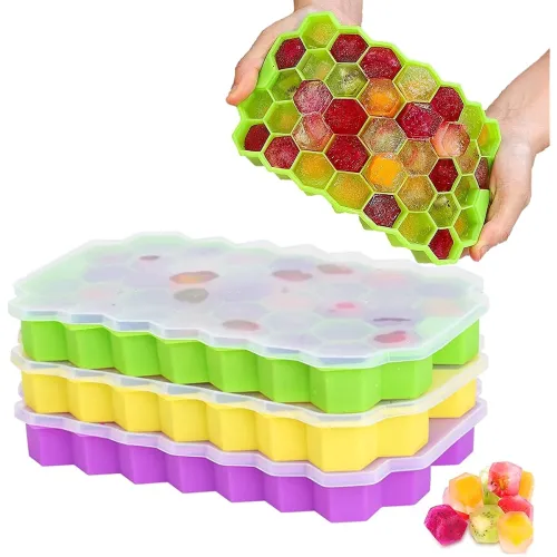 Image of SAMEZONE 37 Grid Honeycomb Shape Food Grade Silicone Stackable Ice Cube Mold for Bar Jelly Chocolate Cocktails Whiskey a