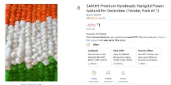 SAMJHI Premium Handmade Marigold Flower Garland for Decoration (Tricolor, Pack of 1)