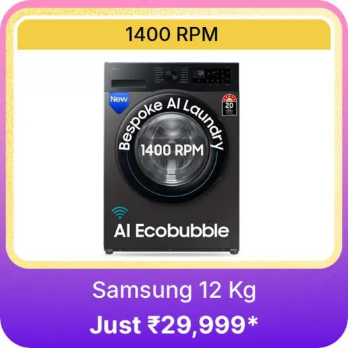 Image of Samsung 12 kg Washing Machine @ ₹29999 on Flipkart big Billion Days Sale