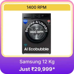 Samsung 12 kg Washing Machine @ ₹29999 on Flipkart big Billion Days Sale
