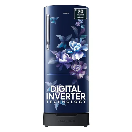 Image of Samsung 183 L, 4 Star, Digital Inverter, Direct-Cool Single Door Refrigerator (RR20C1824HV/HL, Himalaya poppy Blue, Base