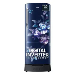 Samsung 183 L, 4 Star, Digital Inverter, Direct-Cool Single Door Refrigerator (RR20C1824HV/HL, Himalaya poppy Blue, Base