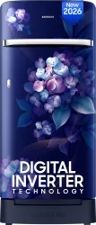 Samsung 189 L Direct Cool Single Door 4 Star Refrigerator with Base Drawer with Digital Inverter, Single Touch Defrost, 2026 Model (Hydrangea Blue, RR21H2H24HS/HL)