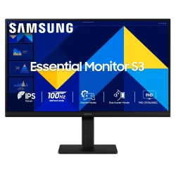 Samsung 22\' (54.6 cm) S3 Flat Monitor|Super Slim Borderless Design|IPS Panel|FHD 1920 x 1080|100 Hz|5 ms|Ports-HDMI,VGA|Game Mode|Eye Saver Mode||Wall Mountable|LS22D300GAWXXL|Black