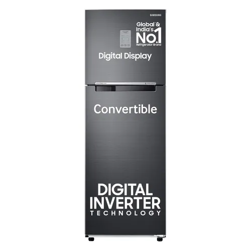 Image of Samsung 256 L, 3 Star, Convertible, Digital Inverter with Display Frost Free Double Door Refrigerator (RT30C3733BX/HL, L