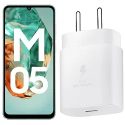 25W C-Type Super Fast Adapter Compatible with Samsung Galaxy M05 5g Super Fast Charger Adapter for A35/S23/S23 fe/S22/S21/21 fe/A06/M16/M35/A16/M06/M05/A56, A55/S24 fe/A16/A36 5g, White