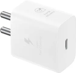 Samsung 25 W Quick Charge 3 A Wall Charger for Mobile  (White)