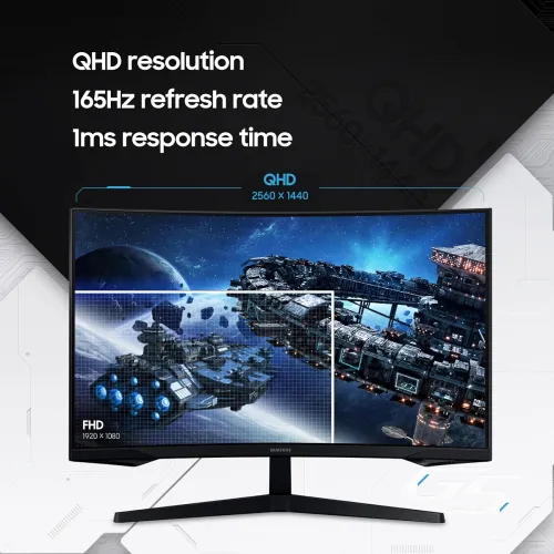 Image of Samsung 27" (68.5cm) Odyssey G5 2K Curved Gaming Monitor|QHD 2560 X 1440|1000R