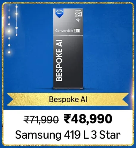 Image of Samsung 419L 3-Star Refrigerator @ ₹48990 on Big Billion Day Sale
