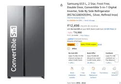 Samsung 653 L Frost Free Double Door Convertible 5-in-1 Digital Inverter Refrigerator 
