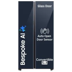 Samsung 653 Liters Bespoke Convertible 5 in 1 Side by Side Refrigerator (Clean Navy, RS76CB81A341)