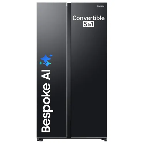 Image of Samsung 653 L, 3 Star, Frost Free, Double Door, Convertible 5-in-1 Digital Inverter, Side By Side AI Enabled Smart Refri