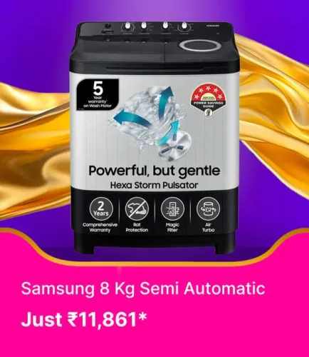 Image of Samsung 8 kg Washing Machine @ ₹11861 on Flipkart big Billion Days Sale