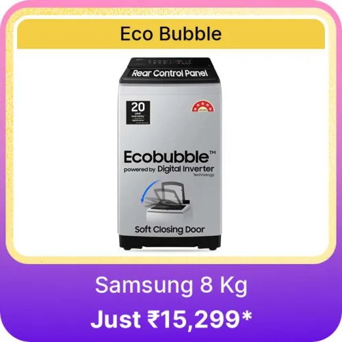 Image of Samsung 8 Kg Washing Machines @ ₹15299 on Flipkart big Billion Days Sale