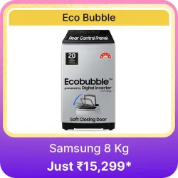 Samsung 8 Kg Washing Machines @ ₹15299 on Flipkart big Billion Days Sale