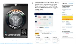 Samsung 8 kg, 5 star, AI Control, AI Eco Bubble, Wi-Fi, Digital Inverter, Motor, Fully-Automatic Front Load Washing Machine (WW80T504DAX1TL, Hygiene Steam, Inox)
