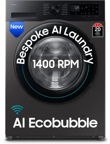 Image of Samsung 9 kg 5 Star, AI Ecobubble, Super Speed, Wi-Fi, Hygiene Steam, Digital Inverter Motor Fully Automatic 