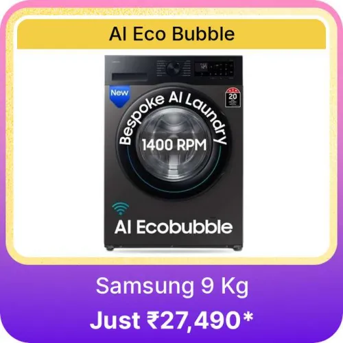 Image of Samsung 9 kg Washing Machine @ ₹27490 on Flipkart big Billion Days Sale