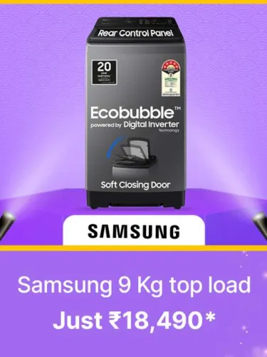 Image of Samsung 9 kg 5 star Washing Machine @ ₹18490 on Flipkart big Billion Days Sale