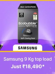 Samsung 9 kg 5 star Washing Machine @ ₹18490 on Flipkart big Billion Days Sale