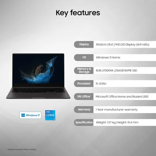 Image of Samsung Galaxy Book2 Intel 12th Gen core laptop