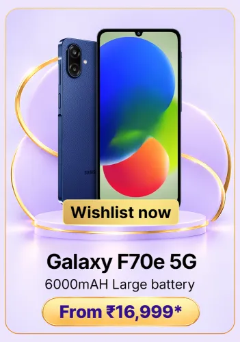 Image of Samsung Galaxy F70e 5G @ ₹16,999 on Flipkart Big Billion Days Sale