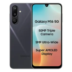 Samsung Galaxy M16 5G, 128GB storage, 4GB RAM, Thunder Black.