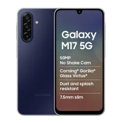 Samsung Galaxy M17 5G Mobile (Sapphire Black, 4GB RAM, 128GB Storage) | 50MP OIS Triple Camera | Gorilla Glass Victus | IP54 | 6 Gen OS Upgrades | AI | Gemini Live | Lag-Free Gaming | Withou...