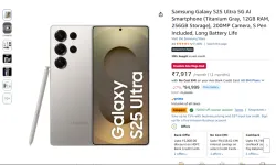 Samsung Galaxy S25 Ultra 5G AI Smartphone (Titanium Gray, 12GB RAM, 256GB Storage), 200MP Camera, S Pen Included, Long Battery Life