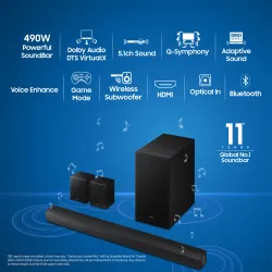 Samsung HW-B67EF/XL 5.1 Ch 490W Soundbar (Black)