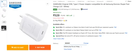 Image of Samsung Original 25W Type C Power Adaptor, Super Fast Charge 3.0