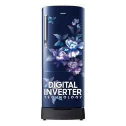 Samsung 183 L, 4 Star, Digital Inverter, Direct-Cool Single Door Refrigerator (RR20C1824HV/HL, Himalaya poppy Blue, Base