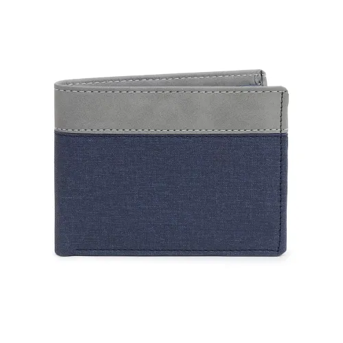 Image of SAMTROH White & Blue PU Leather Wallet Men