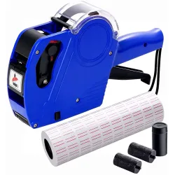 SAMVARDHAN MX5500 Pricing Tag Gun with 5150 pcs White Label Gun Stickers & 3 Extra Inker Rollers, Pricing Label Gun, 8 Digits Retail Pricing Gun and Labels for Grocery Store, Food (Blue)