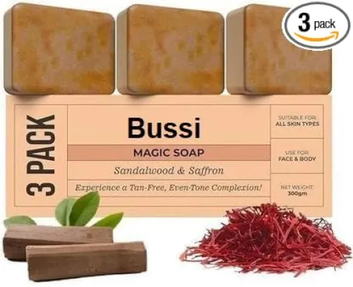 Image of Sandalwood & Saffron Ghar Magic Soaps For Bath Pack Of 3