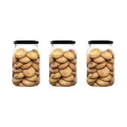 SAND DUNE Storage Glass Jar Set(500ml, Pack of 3)