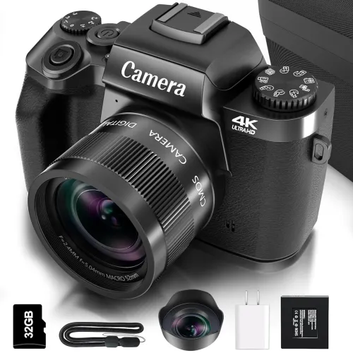 Image of Saneen 4K 64MP WiFi Vlogging Camera with Touchscreen & Accessories