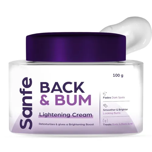 Image of Sanfe Back & Bum Cream for Dark Spots and Body Acne | Glycolic Acid, Lactic Acid & Urea | 