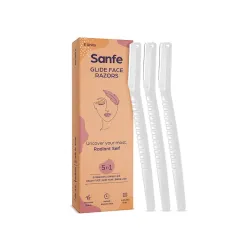Sanfe Glide Reusable Face & Eyebrow Razor For Women | For Safe & Painfree Facial Hair Removal - Pack of 1 (3pcs) | Razor
