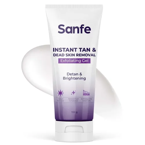 Image of Sanfe Instant Tan & Dead Skin Removal Exfoliating Gel | Visibly Removes Tan | AHA Exfoliation in Minutes | Smooth & Brig