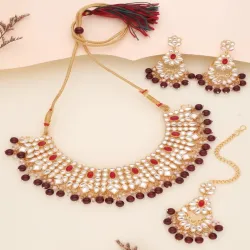 Sangria Gold-Plated American Diamond Necklace and Earrings