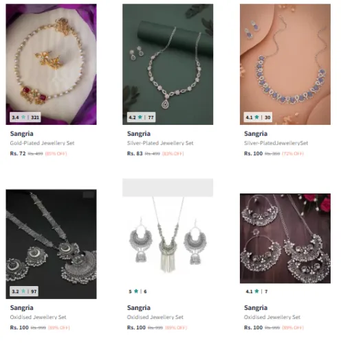 Image of Sangria Jewellery Set Starting @ ₹72