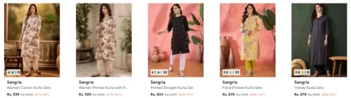 Image of Sangria Kurta Sets at minimum 90% Discount