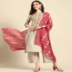 Sangria Women Floral Printed Kurta with Palazzo & Dupatta