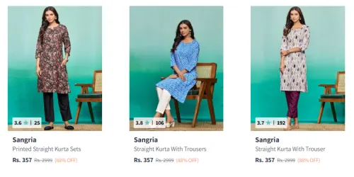 Image of Sangria Women's Kurta Set at Minimum 80% Discount