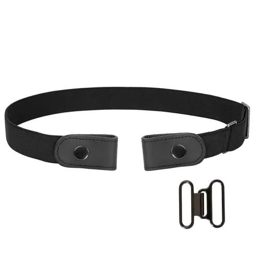 Image of SANSTHS Buckle-Free Elastic Women Black Belt 