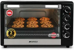 Sansui 48-Litre 2000 Watt, Interior Light, Convention Fan, 5 Cooking Modes with Rottisserie Set Oven Toaster Grill OTG SNOT48RNTAB, Black