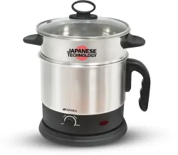 Sansui Steel Pro Multi Cooker Electric Kettle (1.2 L, Black & Silver)