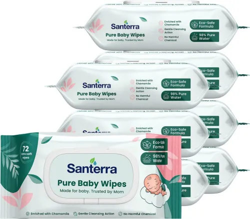 Image of Santerra Pure Baby Wipes Vitamin-E (576 Wipes) (8 Wipes)
